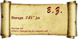 Benye Zója névjegykártya
